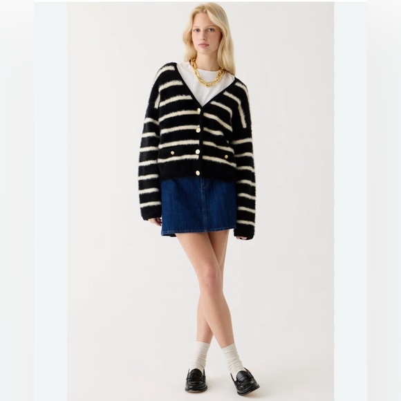 J. Crew Sweaters - J Crew Lady Jacket Sweater in Striped Brushed Yarn Sz. Med NWT
